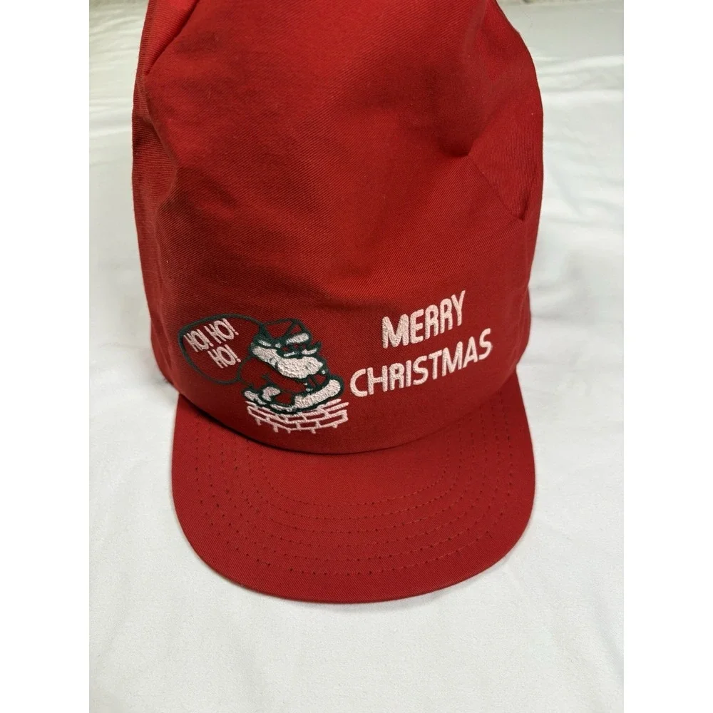Vintage Merry Christmas Santa Hat Made in USA Novelty Stocking Pointed Snapback